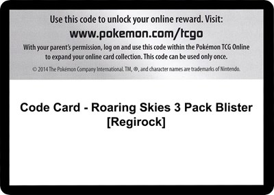 Code Card - Roaring Skies 3 Pack Blister [Regirock]
