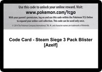Code Card - Steam Siege 3 Pack Blister [Azelf] from XY - Steam Siege Pokemon card image