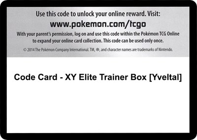 Code Card - XY Elite Trainer Box [Yveltal]