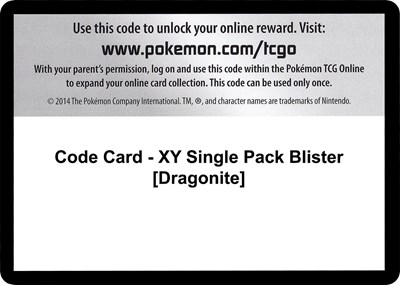 Code Card - XY Single Pack Blister [Dragonite]
