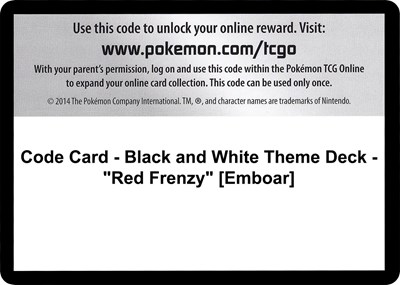 Code Card - Black and White Theme Deck - "Red Frenzy" [Emboar]