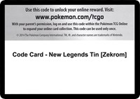 Code Card - New Legends Tin [Zekrom] from Black and White Pokemon card image