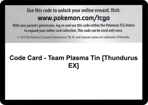 Code Card - Team Plasma Tin [Thundurus EX]