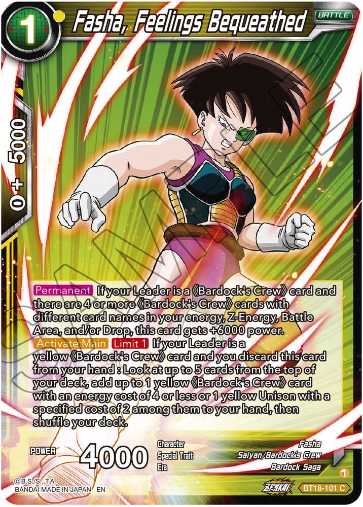 Fasha, Feelings Bequeathed #BT18-101 — Dawn of the Z-Legends