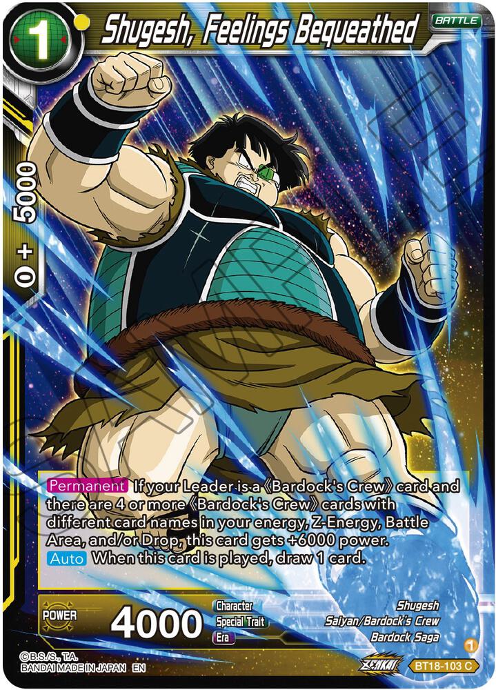 Shugesh, Feelings Bequeathed #BT18-103 — Dawn of the Z-Legends