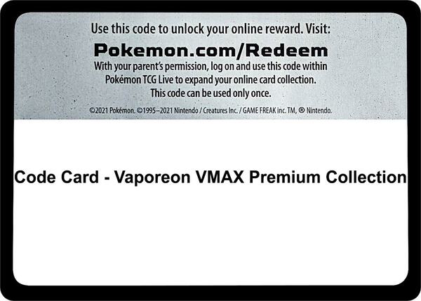Code Card - Vaporeon VMAX Premium Collection