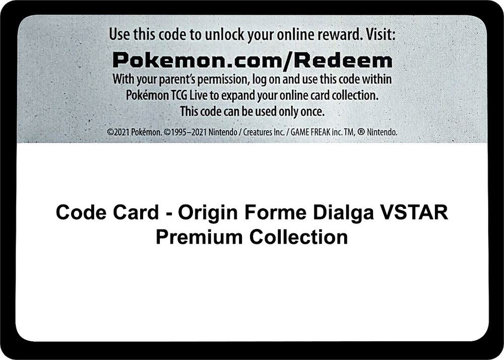 Code Card - Origin Forme Dialga Vstar Premium Collection