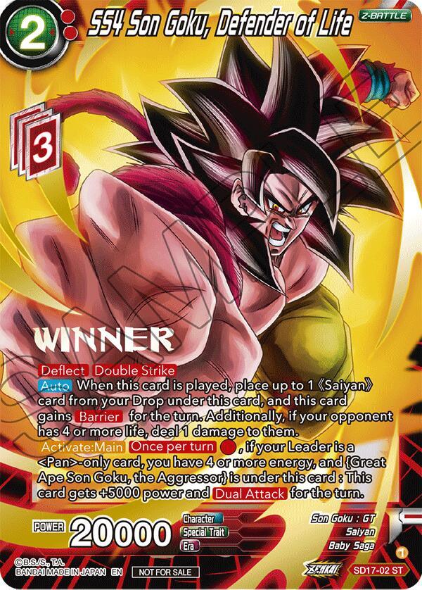SS4 Son Goku, Defender of Life (ZENKAI Celebration Winner-Stamped
