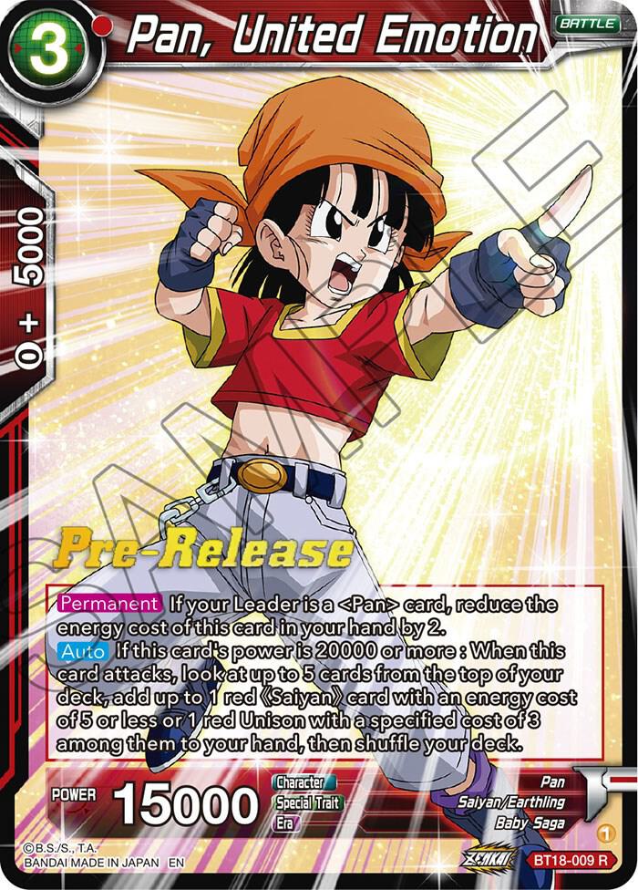Pan, United Emotion #BT18-009 — Dawn of the Z-Legends Pre-Release Cards