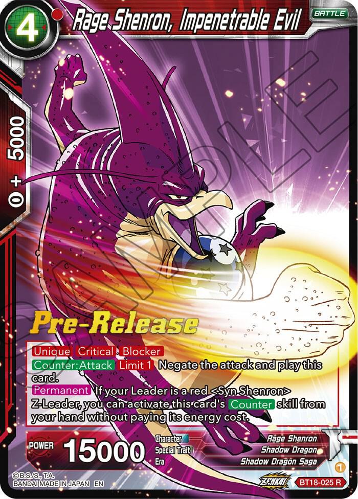 Rage Shenron, Impenetrable Evil #BT18-025 — Dawn of the Z-Legends Pre-Release Cards