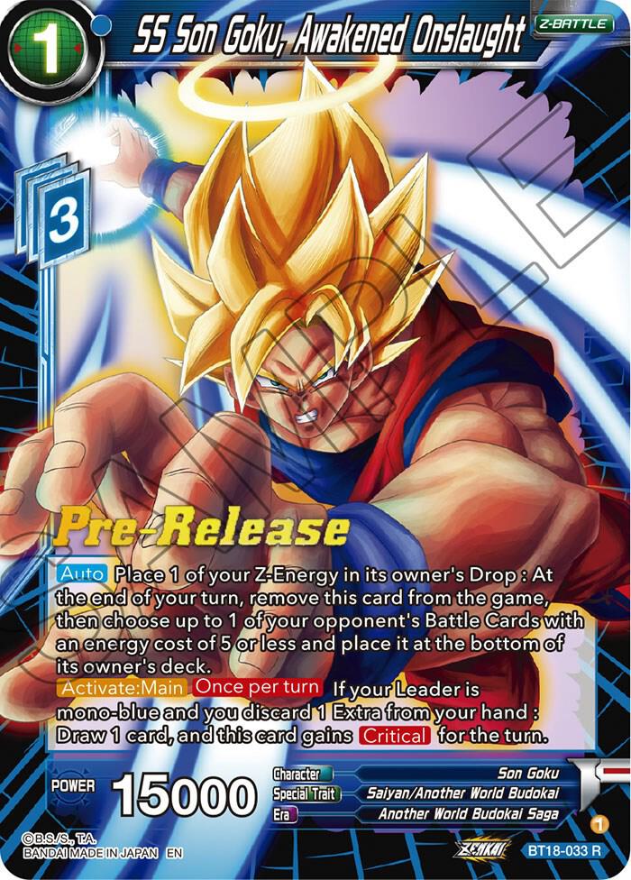 SS Son Goku, Awakened Onslaught #BT18-033 — Dawn of the Z-Legends Pre-Release Cards