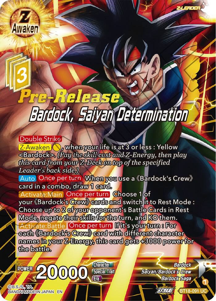 Bardock, Saiyan Determination #BT18-091 — Dawn of the Z-Legends Pre-Release Cards