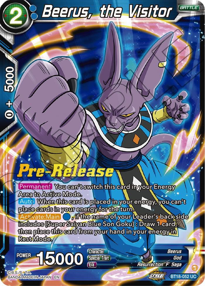 Beerus, the Visitor #BT18-052 — Dawn of the Z-Legends Pre-Release Cards