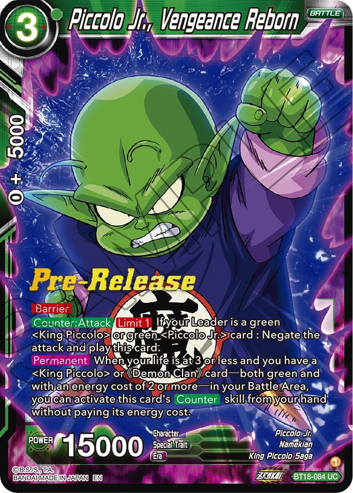 Piccolo Jr., Vengeance Reborn #BT18-084 — Dawn of the Z-Legends Pre-Release Cards