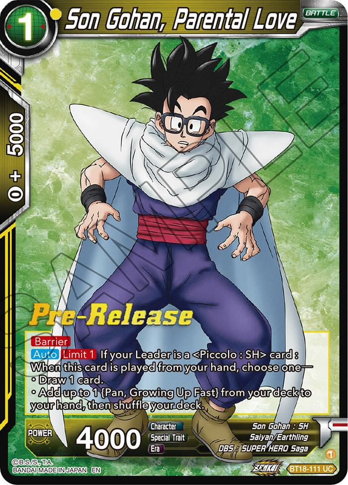 Son Gohan, Parental Love #BT18-111 — Dawn of the Z-Legends Pre-Release Cards