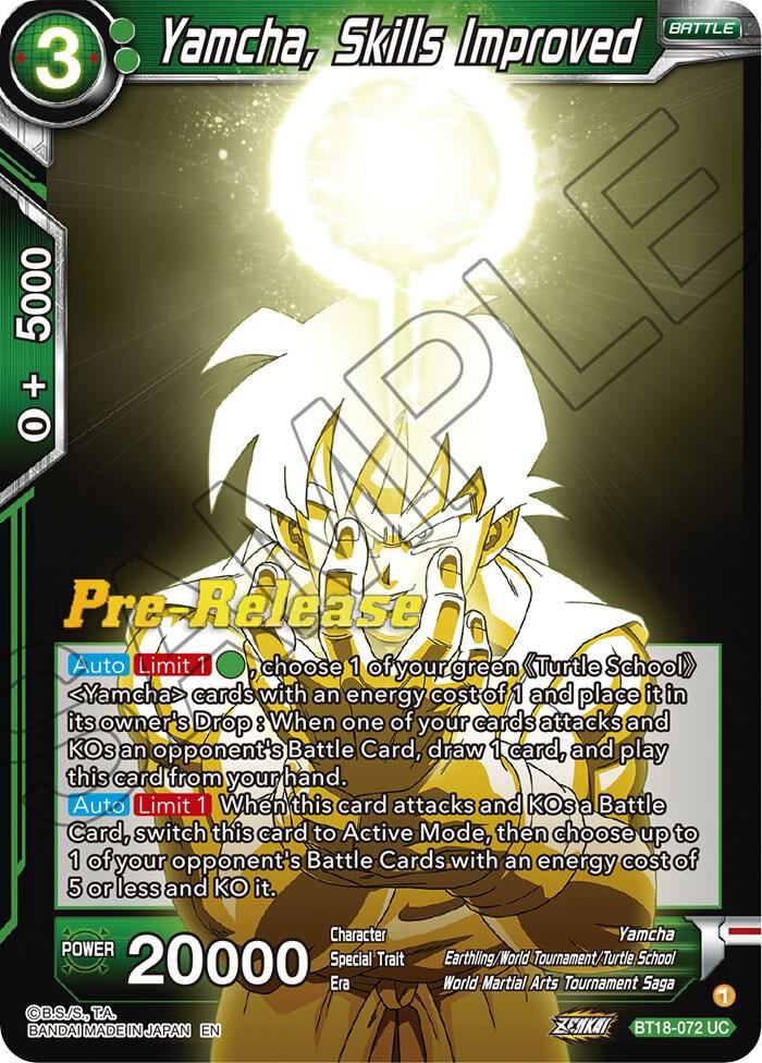 Yamcha, Skills Improved #BT18-072 — Dawn of the Z-Legends Pre-Release Cards