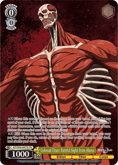 Colossal Titan: Painful Sight from Above (TTR) Attack On Titan: Final Season Titan Rare Weiss Schwarz card — value and price