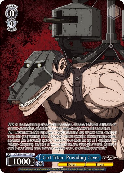 Cart Titan: Providing Cover (TTR) Attack On Titan: Final Season Titan Rare Weiss Schwarz card — value and price
