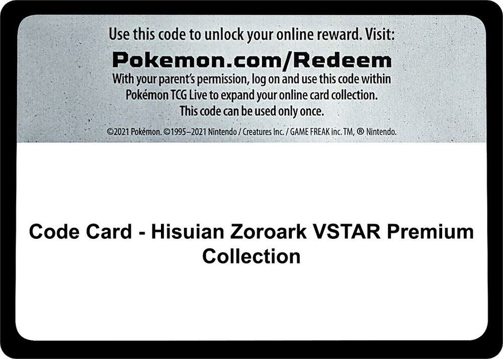 Code Card - Hisuian Zoroark Vstar Premium Collection