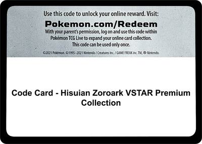 Code Card - Hisuian Zoroark VSTAR Premium Collection