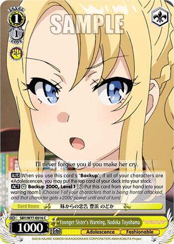 Younger Sister's Warning, Nodoka Toyohama