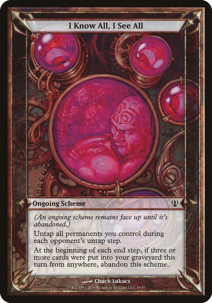 I Know All, I See All (Archenemy) - Oversize Cards - Magic: The Gathering - TCGplayer.com I Know All, I See All (Archenemy) - Oversize Cards - Magic: The Gathering - TCGplayer.com