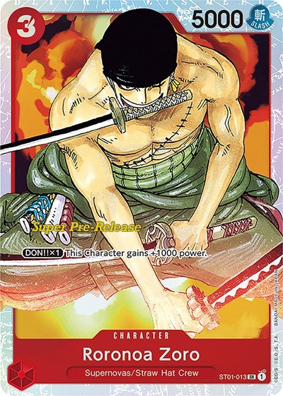 Roronoa Zoro Super Pre-Release Starter Deck 1: Straw Hat Crew SR One Piece card — value and price