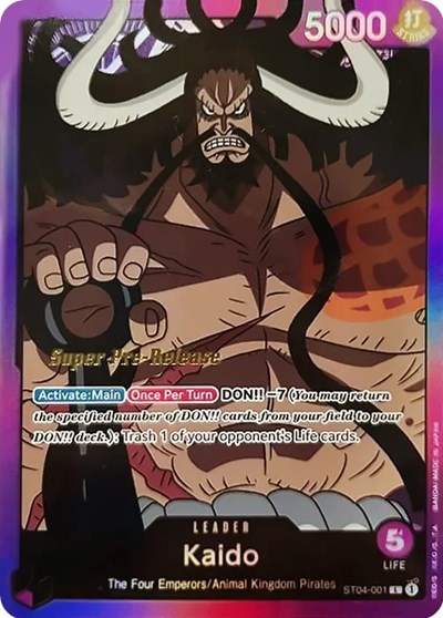 Kaido (001) Super Pre-Release Starter Deck 4: Animal Kingdom Pirates L One Piece card — value and price