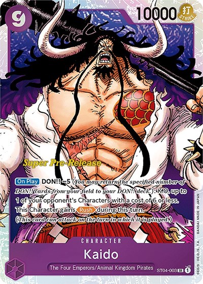 Kaido (003) Super Pre-Release Starter Deck 4: Animal Kingdom Pirates SR One Piece card — value and price