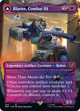 Magic The Gathering The Brothers' War Transformers Mythic Rare Blaster, Combat DJ // Blaster, Morale Booster #22 [Shattered Glass]