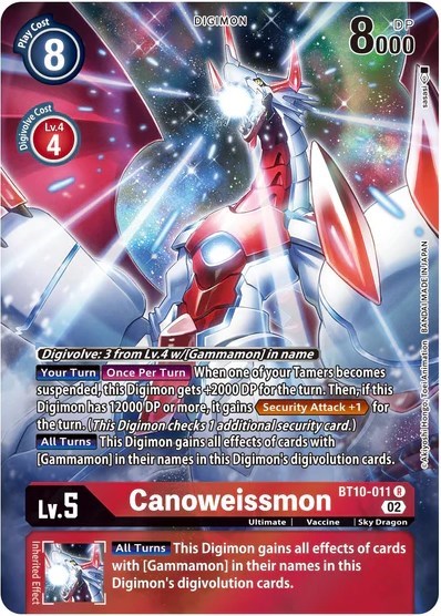 Canoweissmon (Alternate Art) Xros Encounter Rare Digimon card — value and price