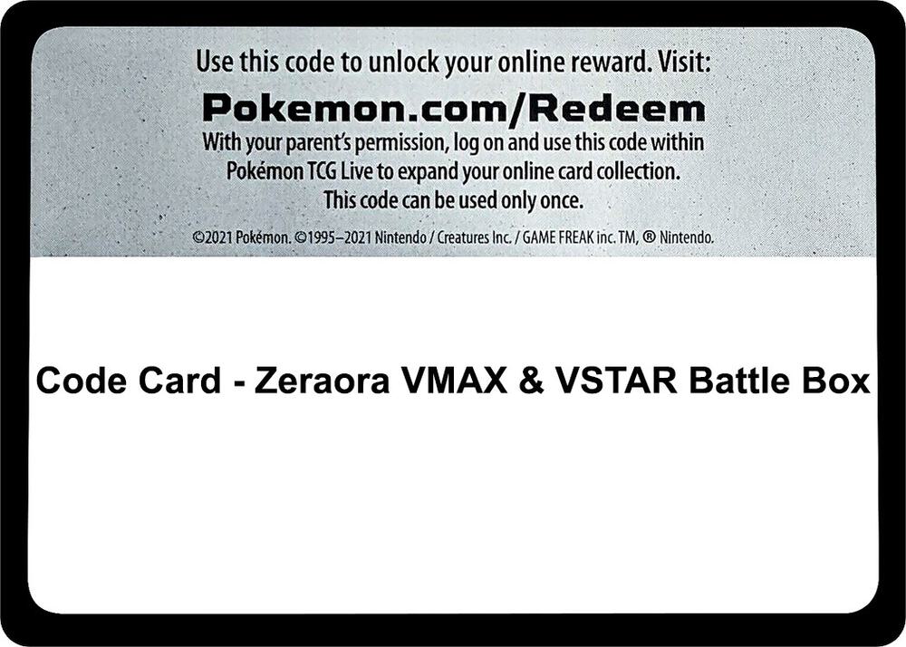 Code Card - Zeraora Vmax & Vstar Battle Box