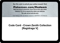 Code Card - Crown Zenith Collection [Regidrago V] from Crown Zenith Pokemon card image