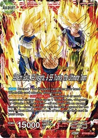 Son Goku & Vegeta & Trunks // SS Son Goku, SS Vegeta, & SS Trunks, the Ultimate Team (Fighter's Ambition Holiday Pack) card art