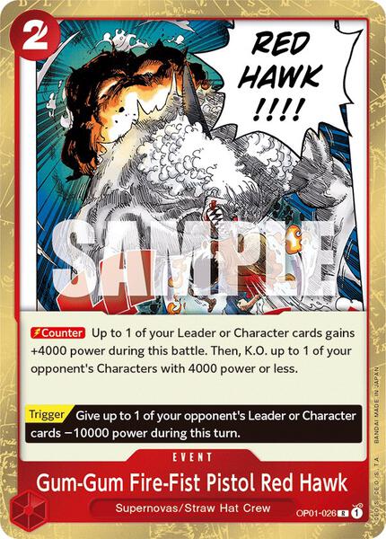 ワンピース カード G/G/F PISTOL RED HAWK 3枚セット Gum-Gum Fire-Fist Pistol Red Hawk OP11-114 R One Piece card