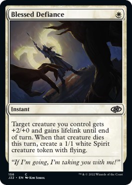 Blessed Defiance from J22 #156, Magic: The Gathering card