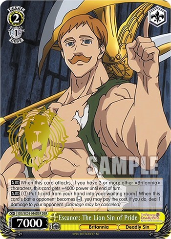 Escanor: The Lion Sin of Pride (DSR) The Seven Deadly Sins: Revival of The Commandments Deadly Sin Rare Weiss Schwarz card — value and price
