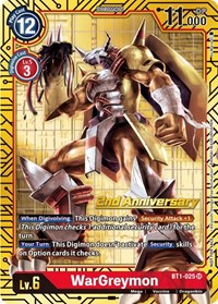 WarGreymon (2nd Anniversary Card Set) - Release Special Booster 1.0 - Digimon card