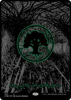 Forest (Phyrexian) - Full Art (Oil Slick Raised Foil) - Phyrexia