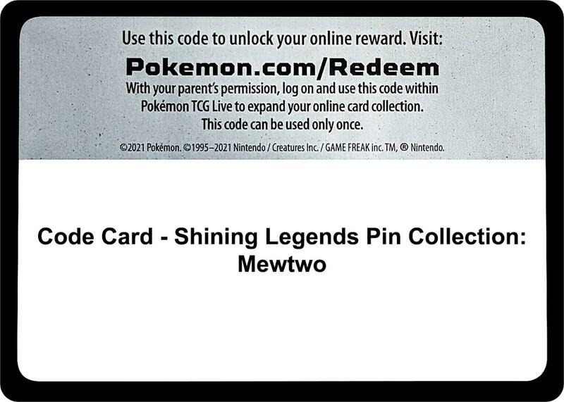 Code Card - Shining Legends Pin Collection: Mewtwo  from Shining Legends