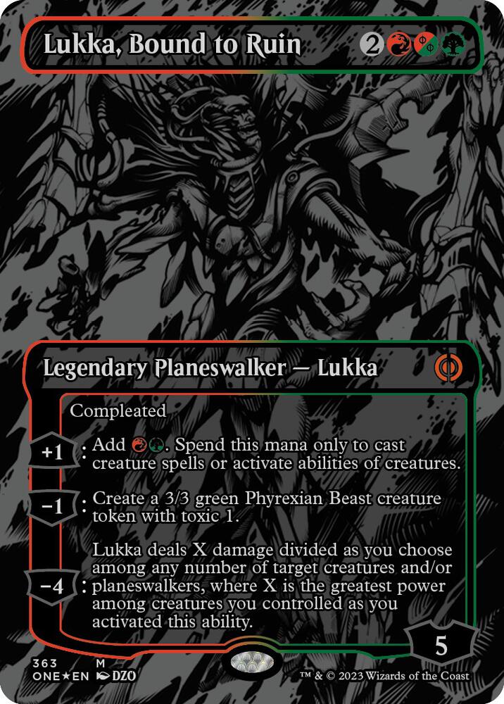 Lukka, Bound to Ruin (Oil Slick Raised Foil) - Phyrexia: All Will