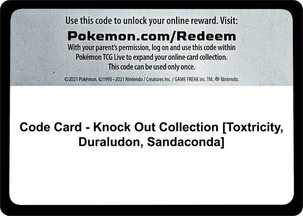 Code Card - Knock Out Collection [Toxtricity, Duraludon, Sandaconda]