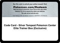 Code Card - Silver Tempest Pokemon Center Elite Trainer Box (Exclusive) from SWSH12: Silver Tempest Pokemon card image
