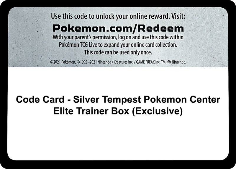 Code Card - Silver Tempest Pokemon Center Elite Trainer Box (Exclusive)  from SWSH12: Silver Tempest