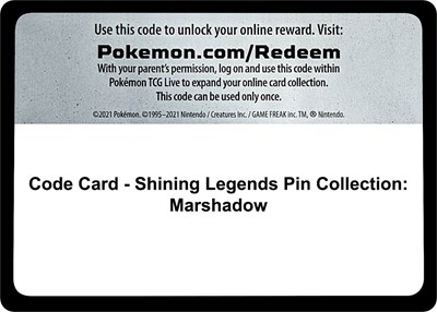 Code Card - Shining Legends Pin Collection: Marshadow