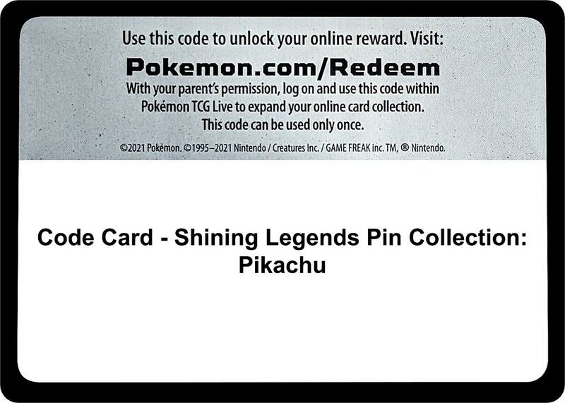 Code Card - Shining Legends Pin Collection: Pikachu  from Shining Legends