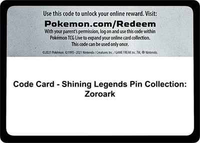 Code Card - Shining Legends Pin Collection: Zoroark