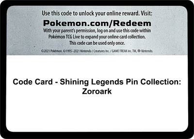 Code Card - Shining Legends Pin Collection: Zoroark
