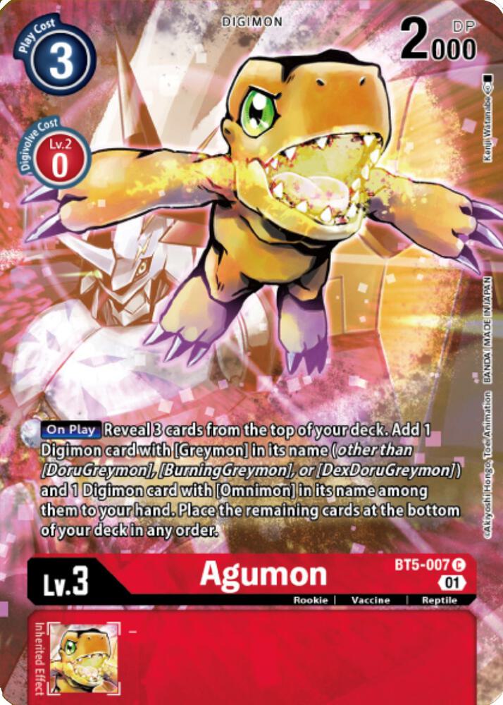 Agumon - BT5-007 (Digimon Royal Knights Card Set) - Battle of Omni (BT05)