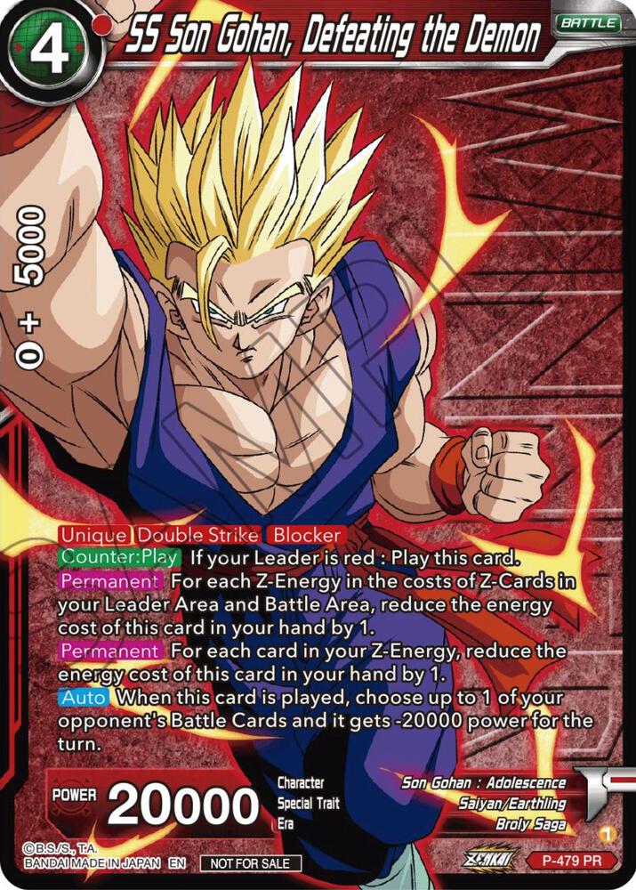SS Son Gohan, Defeating the Demon (Zenkai Series Tournament Pack Vol.3 Winner) #P-479 — Tournament Promotion Cards